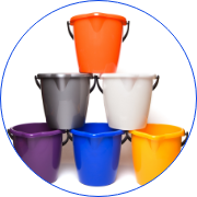 Some colourful buckets