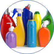Some cleaning fluid bottles